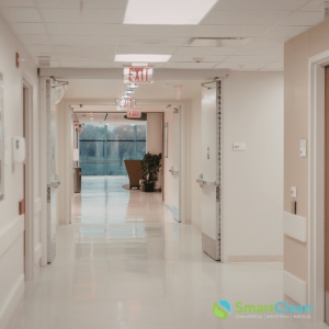Image of a hallway in a medical facility, an example of where professional medical cleaning is necessary.
